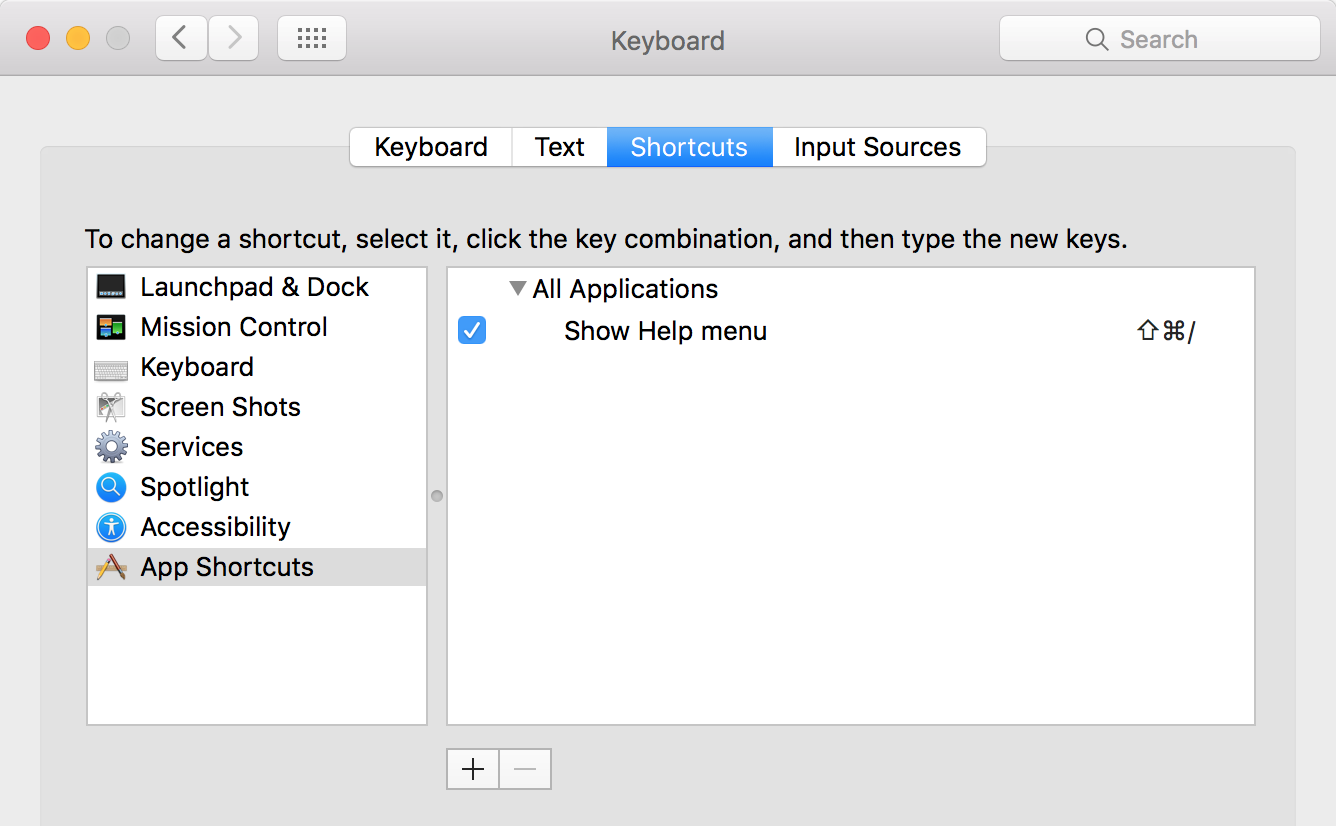 OSX Keyboard-Shortcut System Preferences